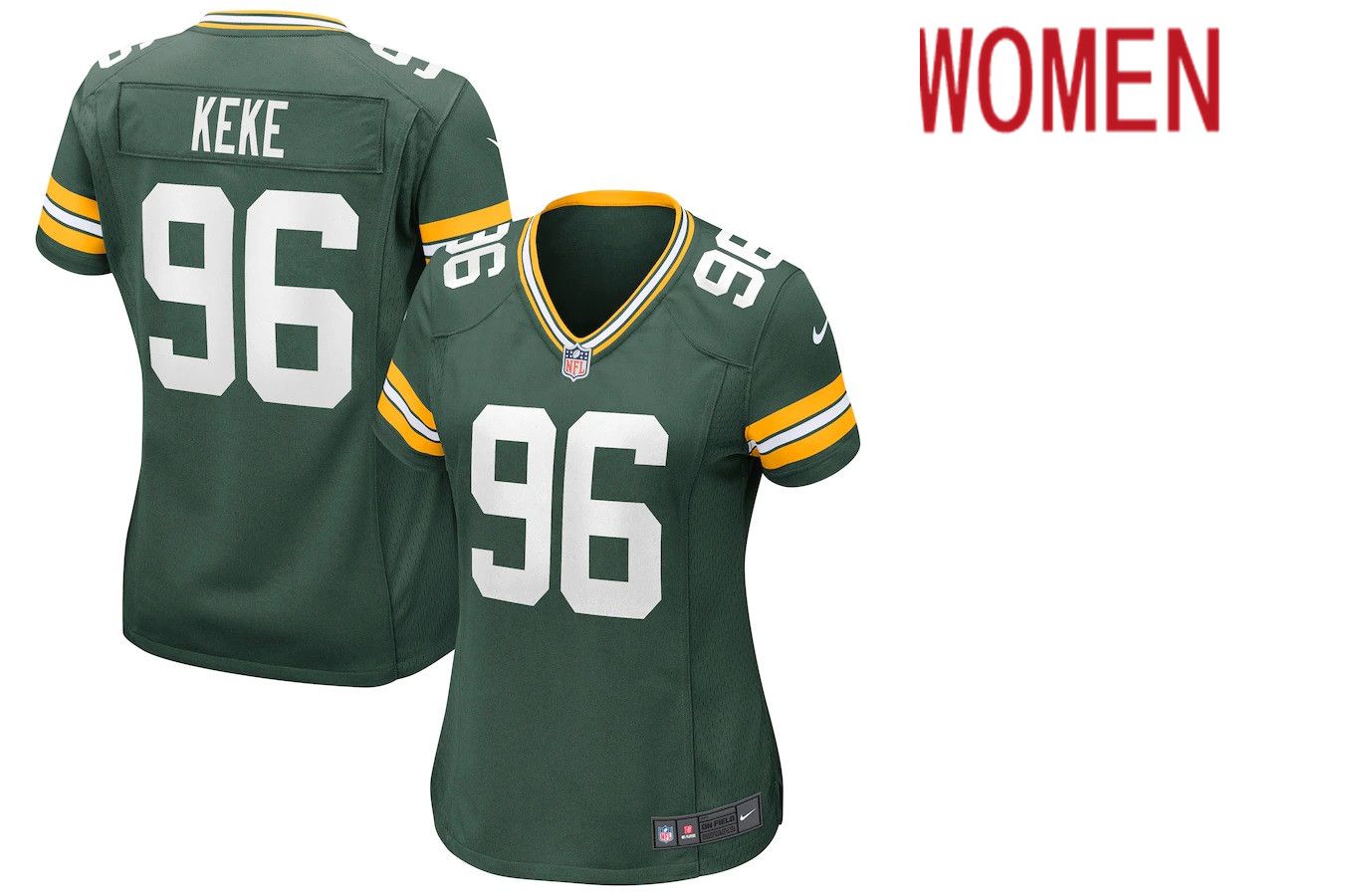 Women Green Bay Packers #96 Kingsley Keke Nike Green Game NFL Jersey